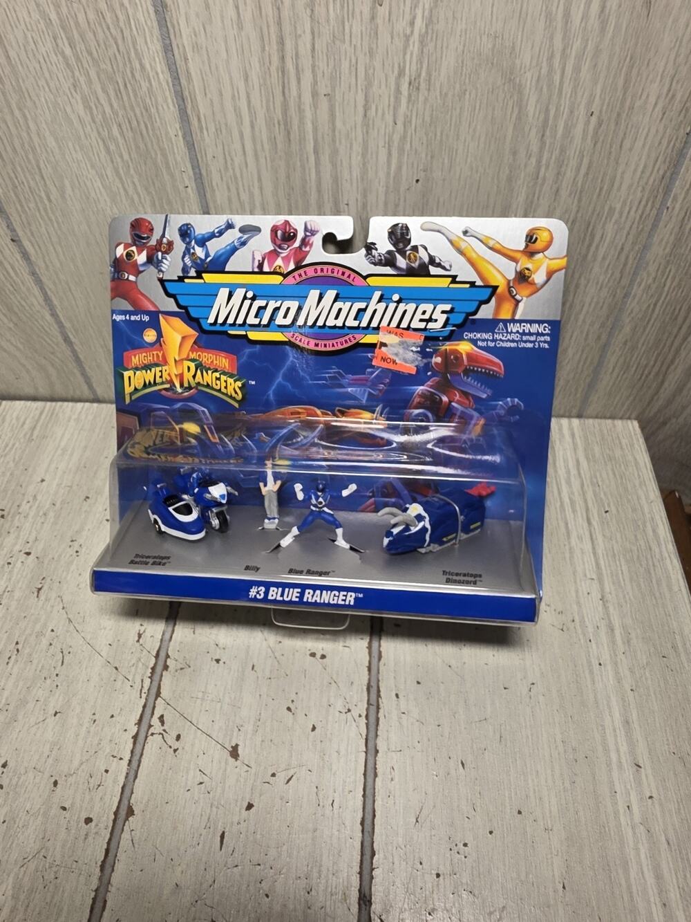 Vtg Micro Machines Power Rangers Blue Ranger Billy Triceratops Dinozord Galoob